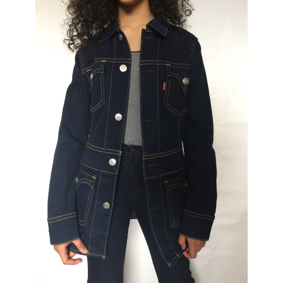 levi long denim jacket
